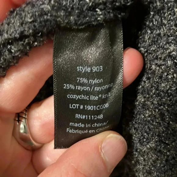 Barefoot Dreams  Cozychic lite dark grey open cardigan with pockets - Picture 2 of 5